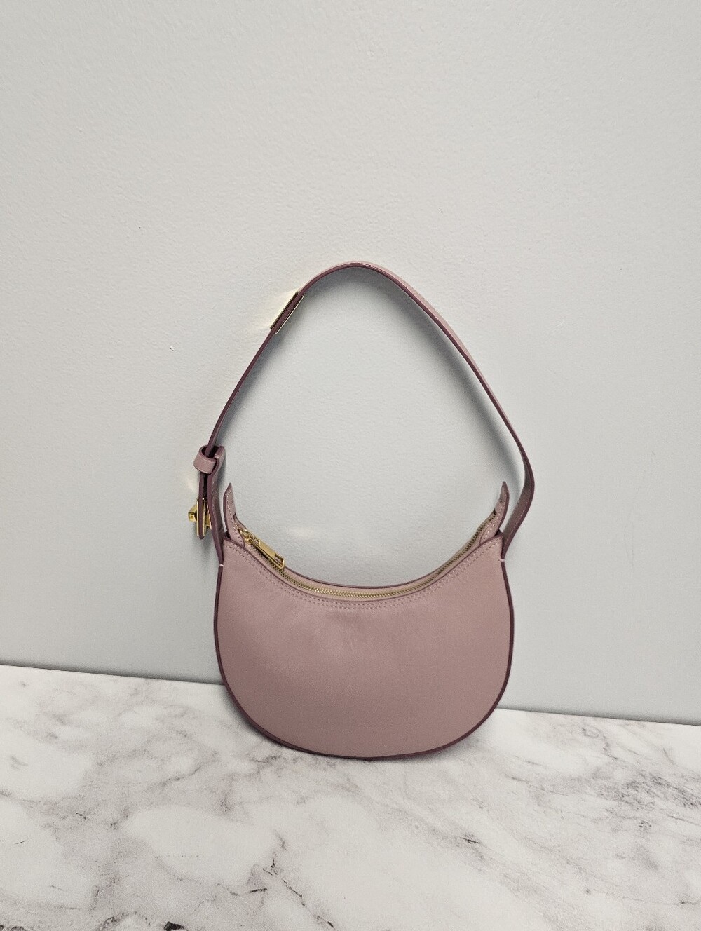 Rabeanco Nina Crescent Mini Purple Pink Shoulder Bag Preowned - Picture 3 of 10